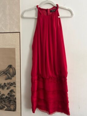 Red Halter Neck Sleeveless Dress
